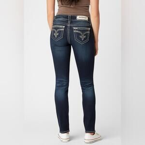 Rock Revival Blue Skinny Jeans with Contrast Stitching